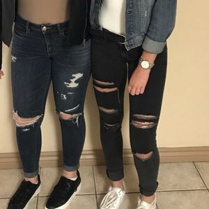 black distressed jeans